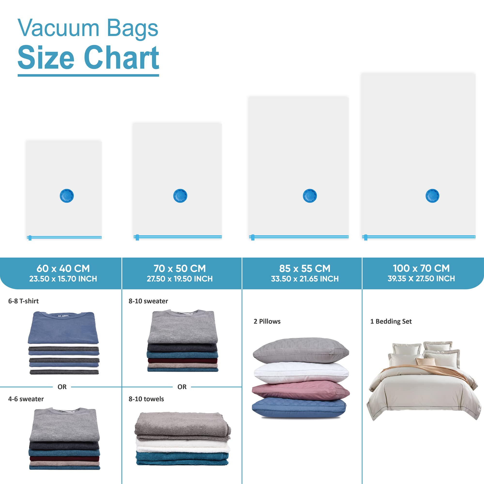 22 bolsas de almacenamiento al vacío con bomba de mano, 80% de ahorro de espacio, bolsas de almacenamiento al vacío para ropa, equipaje de viaje, mantas, edredones