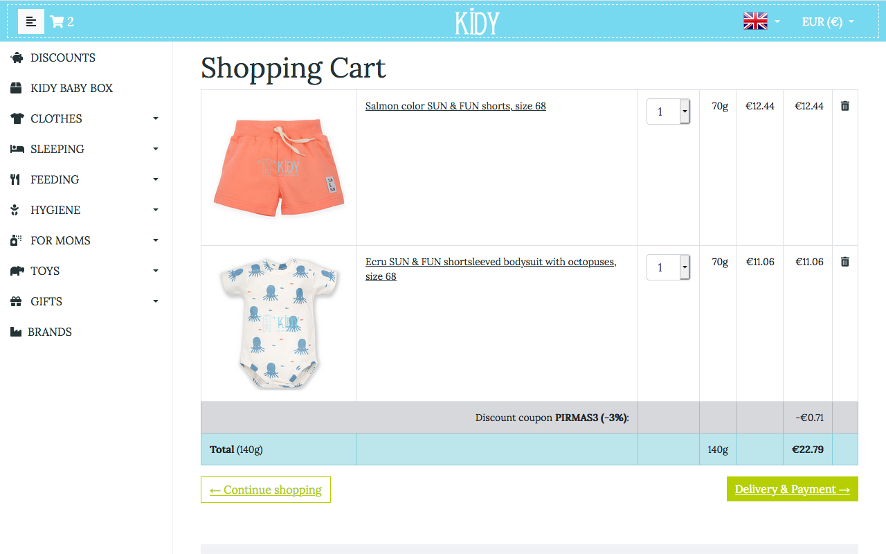 KIDY.eu Baby Clothes from Europe Online App on Amazon Appstore