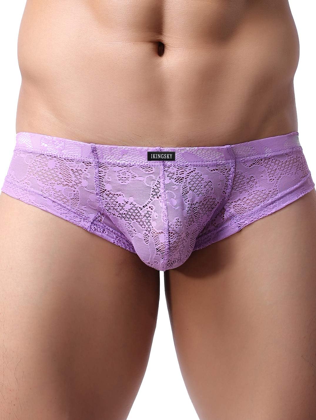 iKingsky Men's Cheeky Boxer Briefs Sexy Thong Underwear Breathable Lace Mens Panties - Image 6