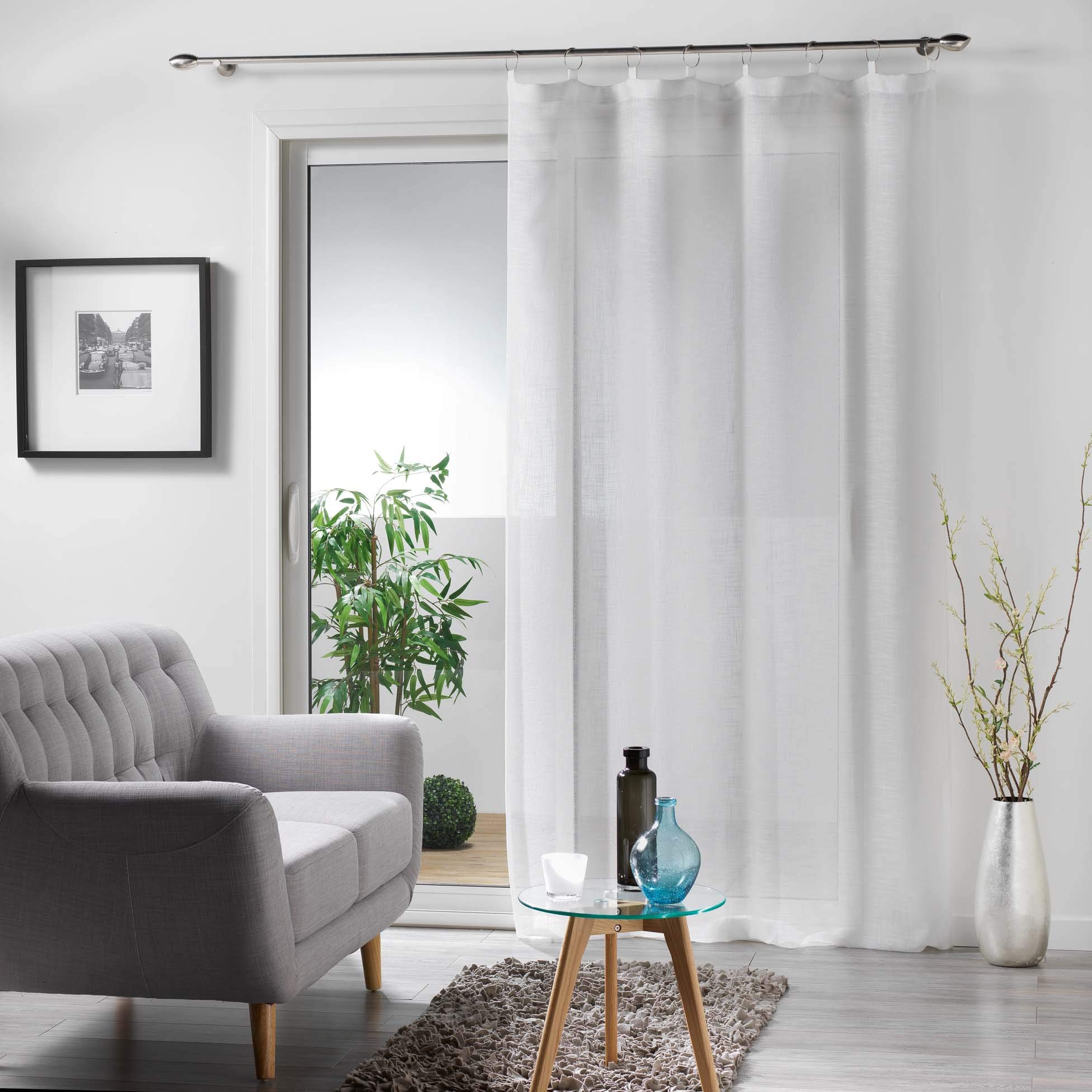 Rideau Salon Voilages à Illets Mileo Blanc 140x240cm - Douceur D'Intérieur ! Rideau œillets Blanc