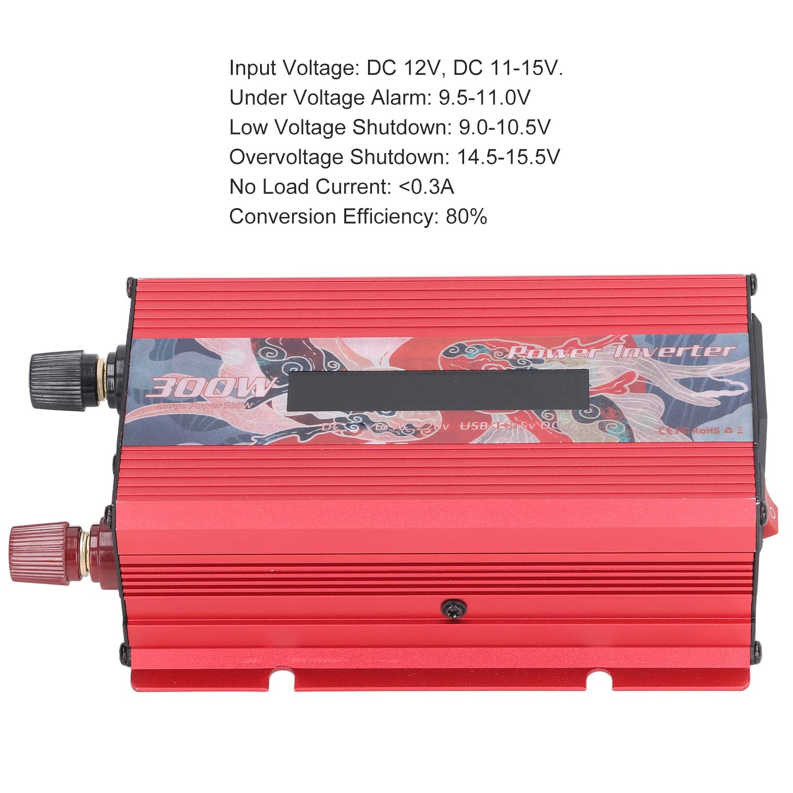 Convertitore di Alimentazione per Auto da 3000 W Convertitore CC a CA 220 V con 2 Porte USB Presa CA Protezione da Sovraccarico Ventola di Raffreddamento per TV Portatile C (DC12V)