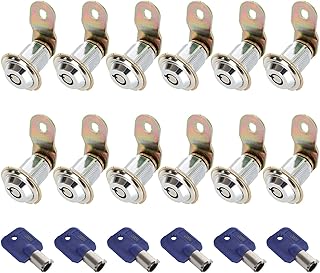 shanqian 12 Pack Tubular Cam Lock Set 1-1/8 Inch Cylinder 90 Degree Cabinet Cam Lock Secure Files Drawer Dresser Mailbox RV, Chrome-Finish Zinc Alloy