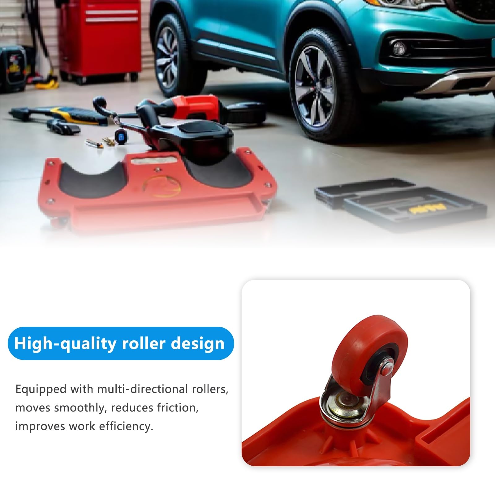 Ginocchiere rotanti con ruote per un facile movimento, design leggero per il comfort, resistenti per attività pesanti, ideali per riparazioni auto, falegnameria, piastrelle e giardinaggio