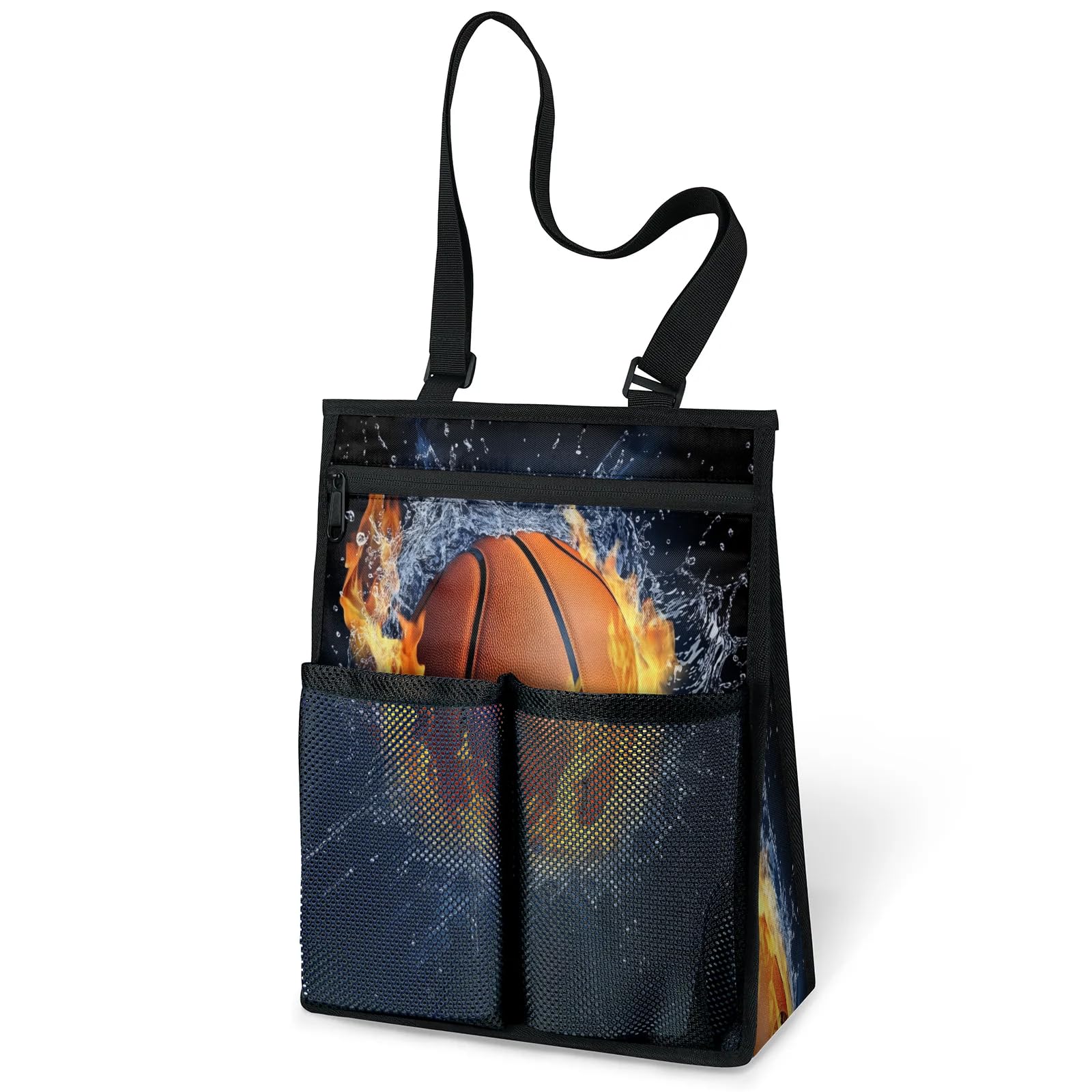 Ourtheme Basketball Fire Water Portable Shower Bag for Travel Gym Camp Beach Tote Shower Caddy Bags Hanging Toiletry