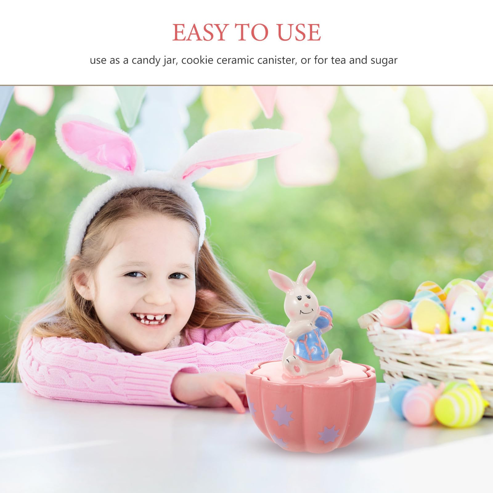 Barattolo in Ceramica a Forma di Coniglio per Pasqua con Chiusura Ermetica, Contenitore per Alimenti e Zucchero, Design Festivo e Protezione Dall'umidità per Snack e Dolci