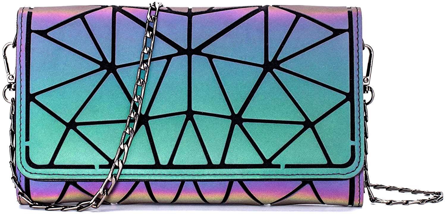 Chic Boutique De ModeGeometric Luminous Purses Handbags Holographic Crossbody Shoulder Bag