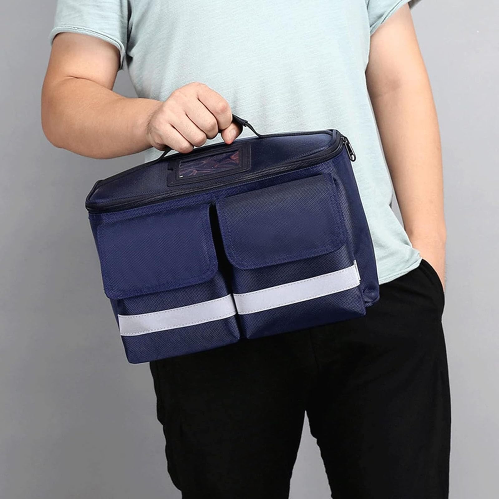 Botiquín De Primeros Auxilios portátil Vacío, bolsa de primeros auxilios con múltiples bolsillos y banda reflectante, correas ajustables, botiquín de emergencia para el hogar, exteriores, camping(Red)