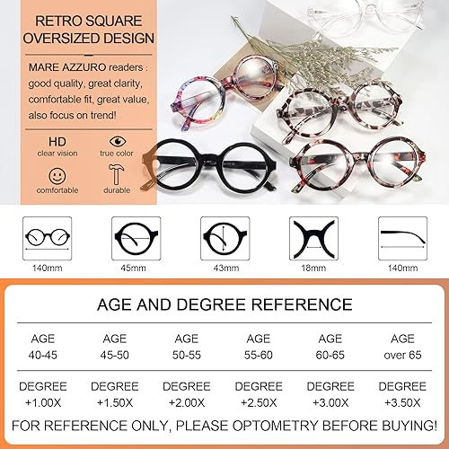 Miniatura 5 de MARE AZZURO Gafas de pantalla digital para mujer, gafas redondas funky para computadora con bisagra de resorte