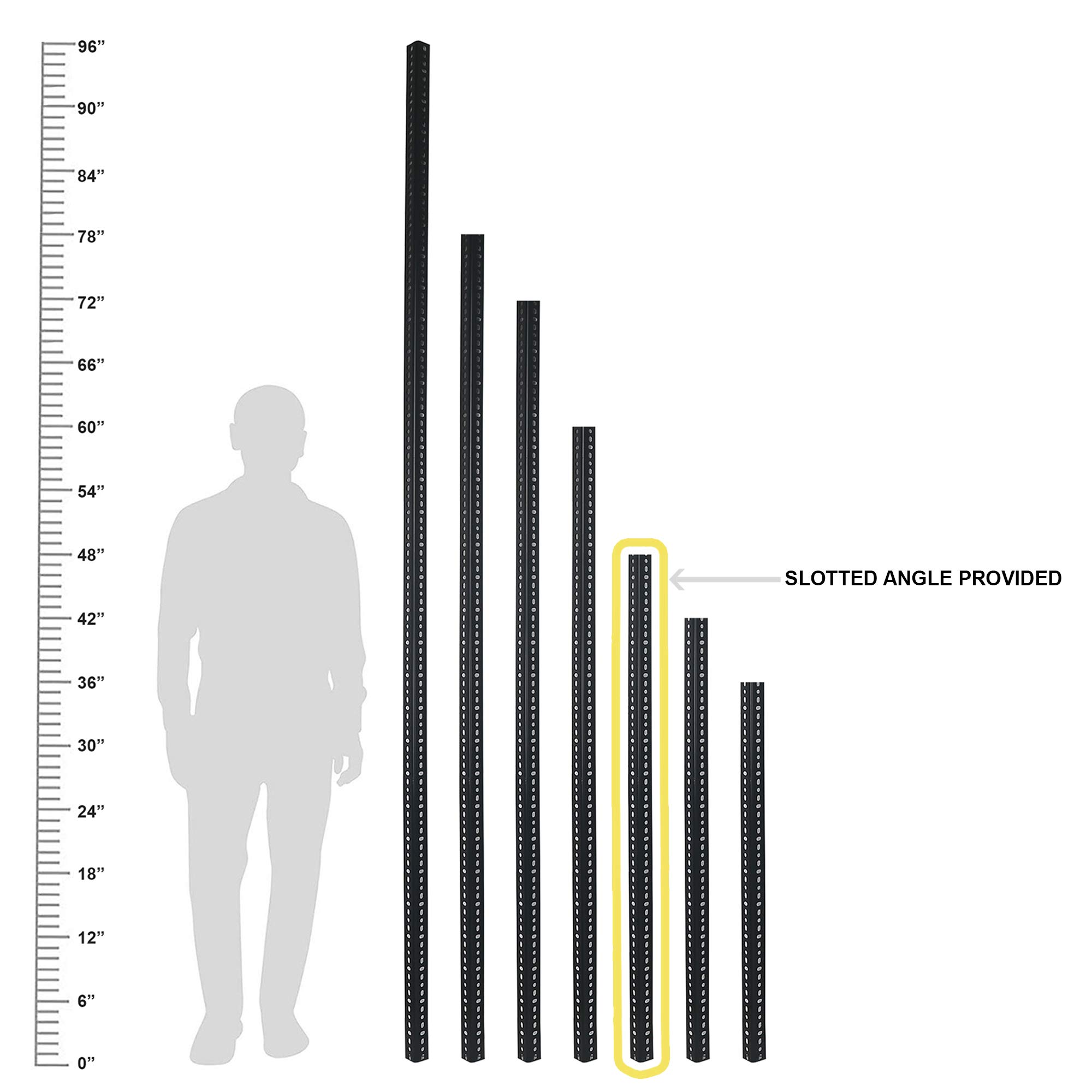 Mil-Nil HR 12 Piece 48 inch Slotted Angle DA Grey 14 Gauge (Powder Coating)