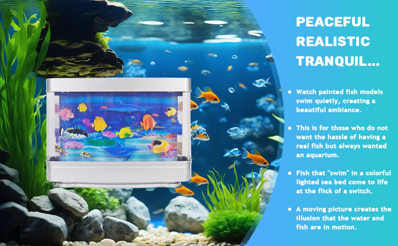Künstliche Tropische Aquariumlampe, Aquarium-Nachtlicht, Virtueller Ozean, Dynamische LED-Tischlampe, Raumdekoration, Geschenk, Langlebig, Einfach zu Bedienen, EU-Stecker
