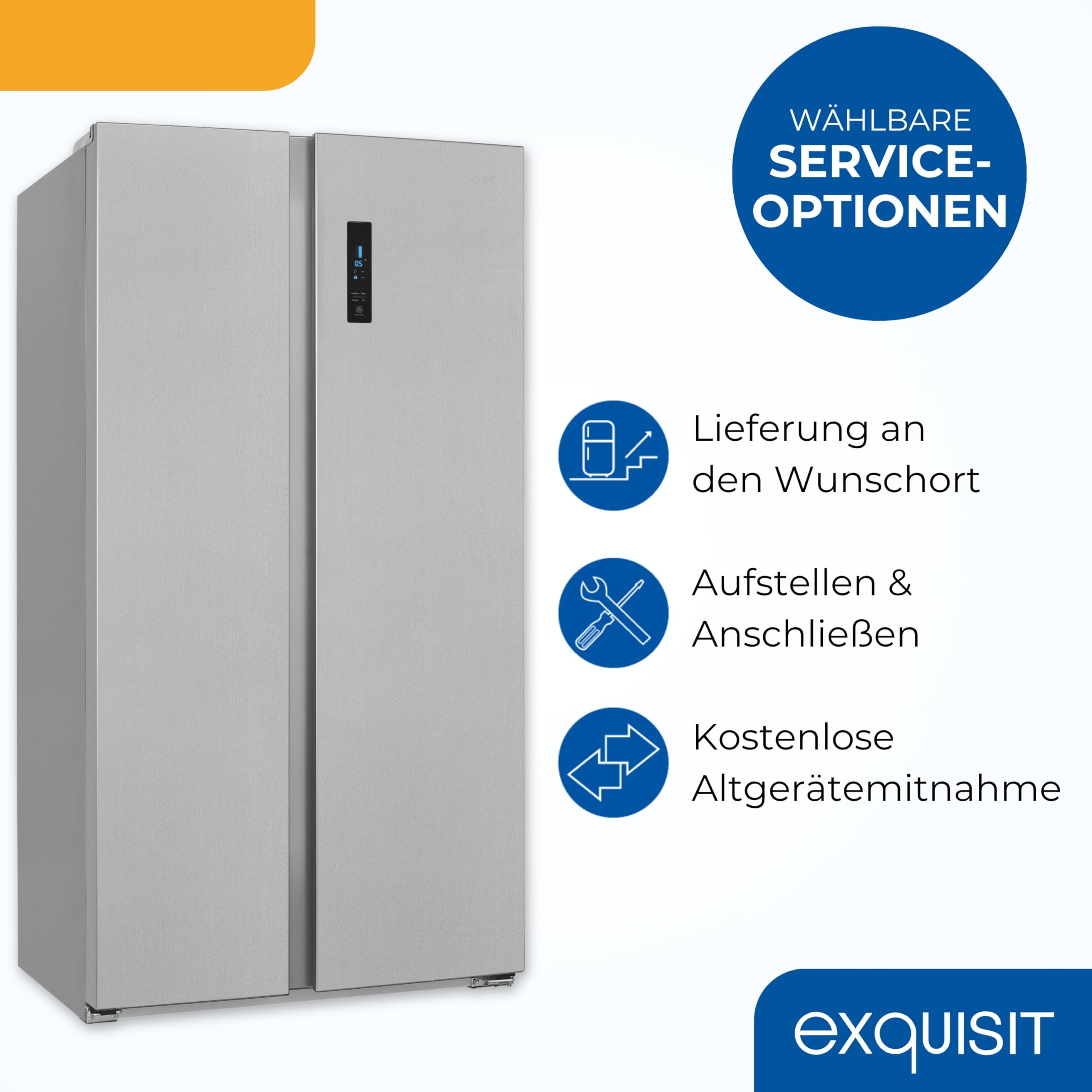 Exquisit Side by Side SBS560-050D inoxlook, volume 562 l, compressore inverter, frigorifero Side by Side by Side Frigorifero NoFrost, congelamento rapido