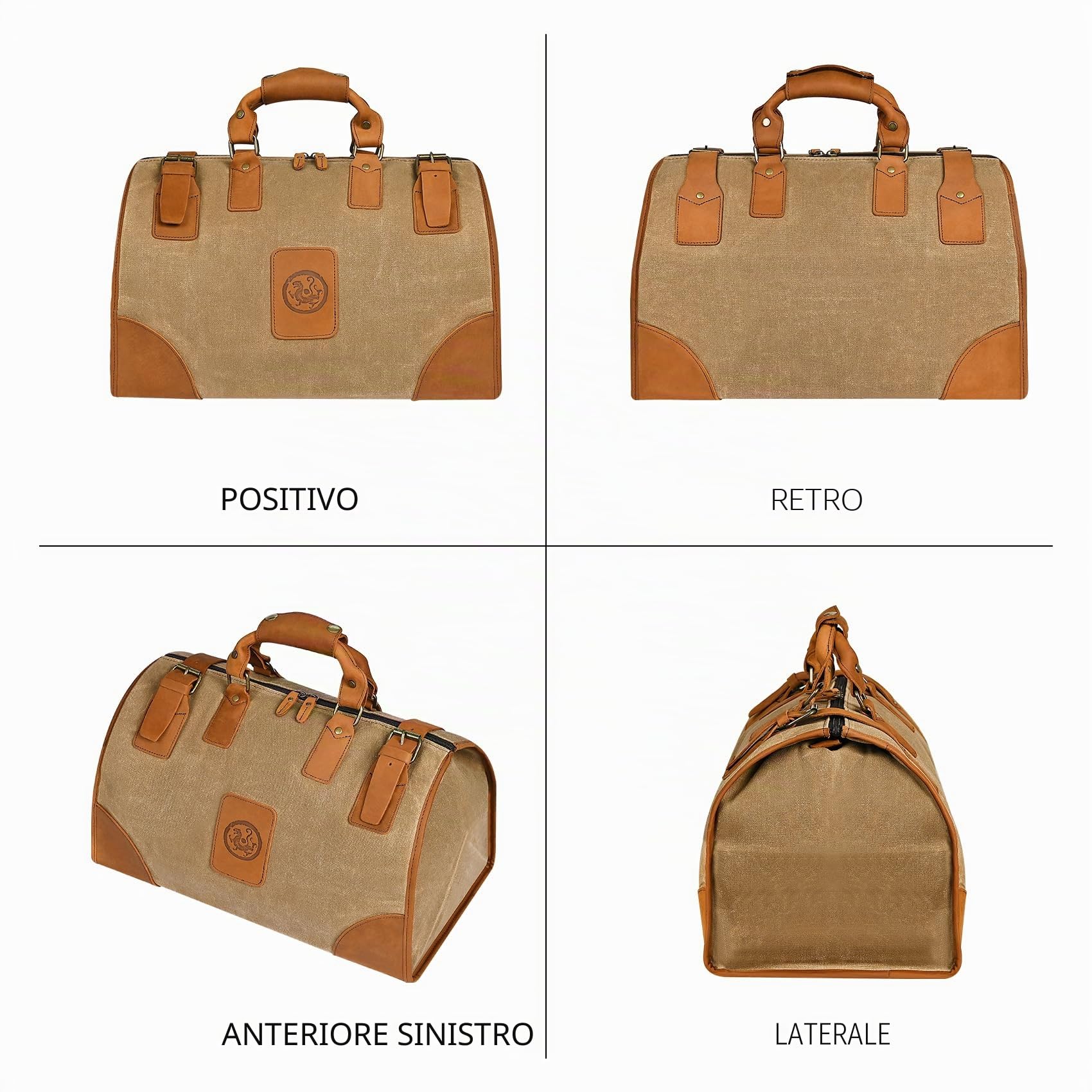 Tela resistente all'acqua + Cuoio genuino Borsa da viaggio Tote Borsa da palestra Duffle Valigia Borsa per il weekend Per gli uomini Maschio FB8151