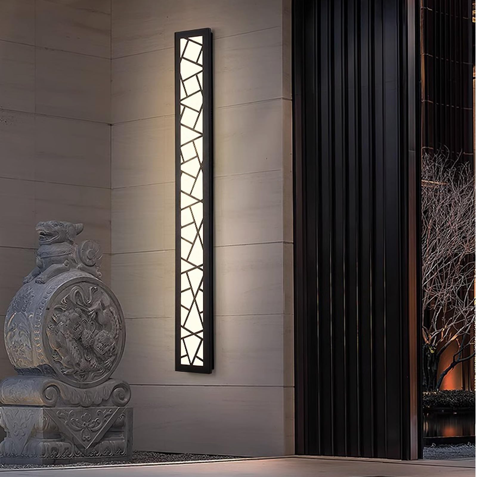 Wodoodporna zewnętrzna lampa ścienna LED IP65, długa taśma, lampa ścienna do ogrodu, nowoczesna dekoracja tarasu, czarna żelazna ściana na taras, do willi, korytarza