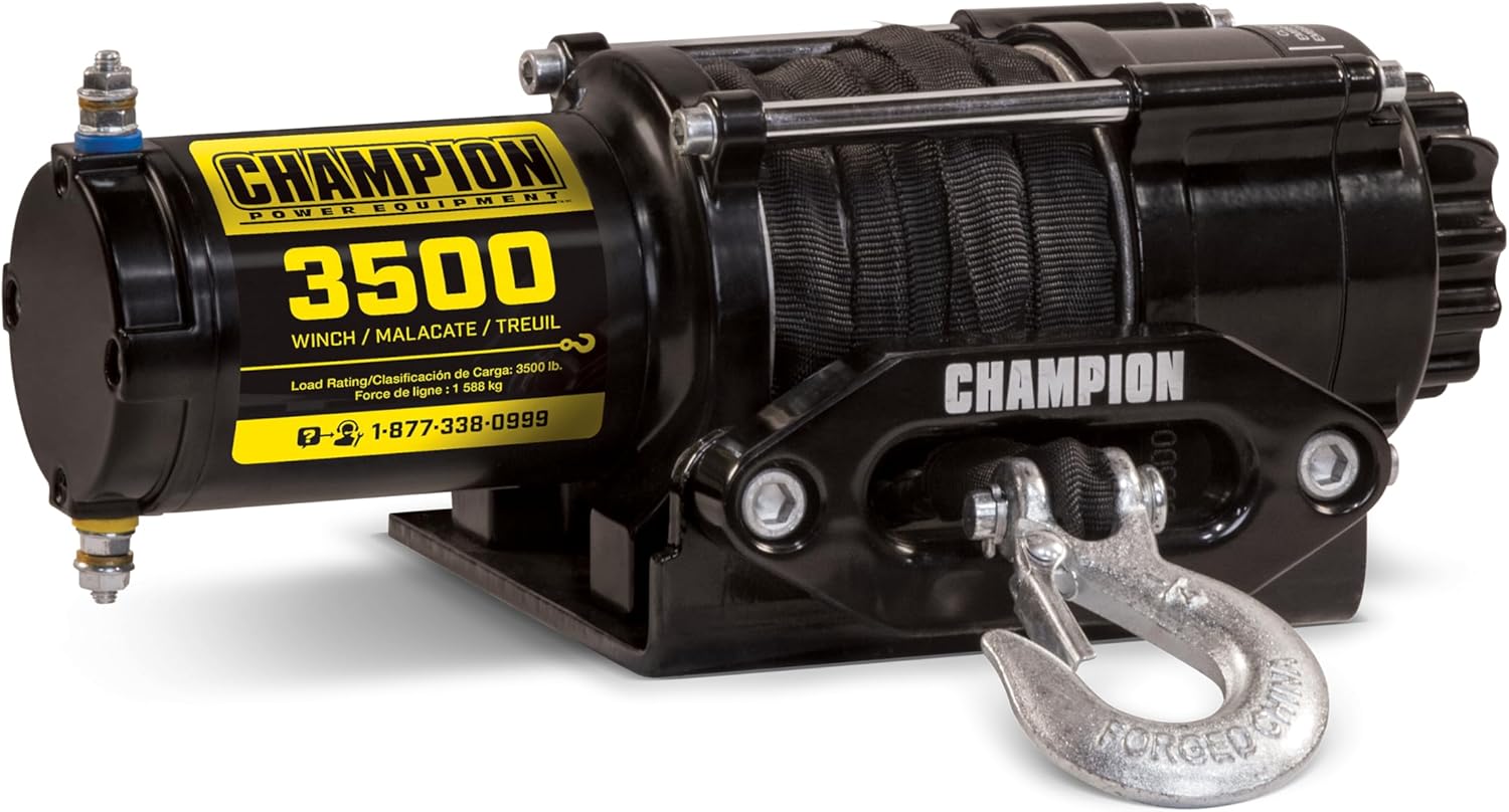 Champion Power Equipment 3500-lb. ATV/UTV Synthetic Rope Winch Kit