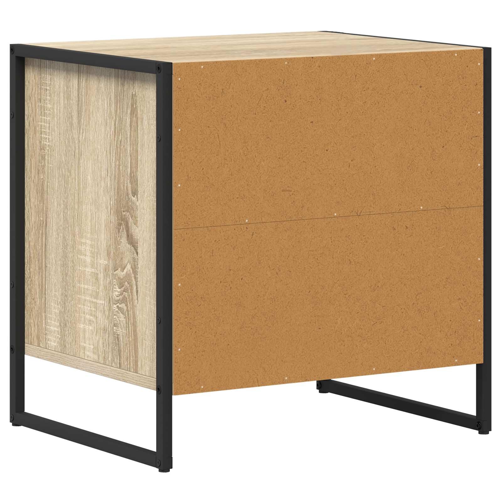 Comodino Sonoma 50 x 39,5 x 50 cm, moderno in legno con cassetto e gambe in acciaio inox, comodini robusti per camera da letto e camera degli ospiti