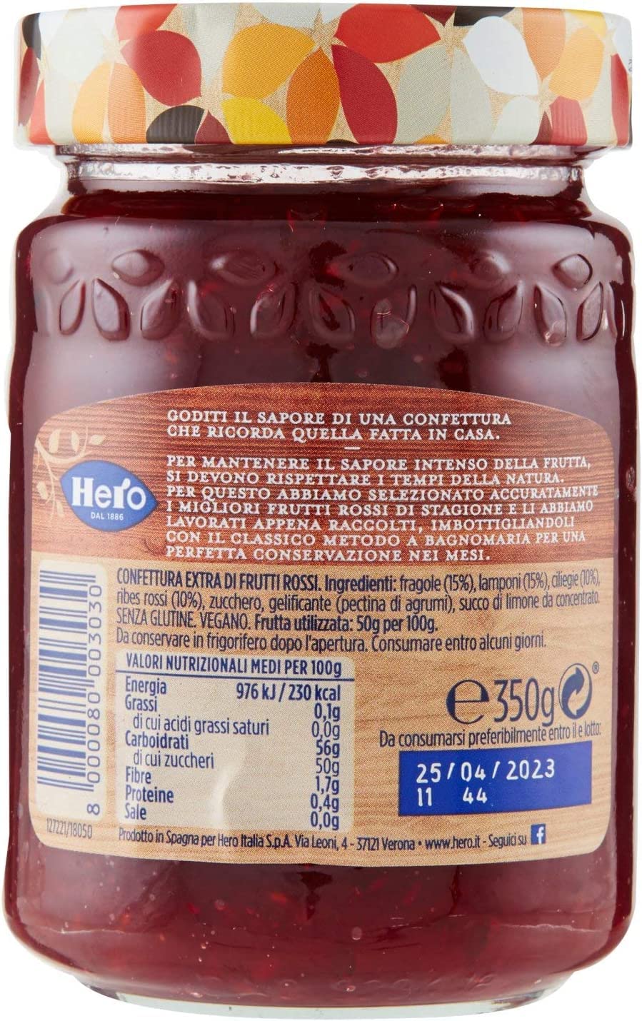 3 x Hero fruits rouges dans la saison confiture de confiture à tartiner Italie 350 g