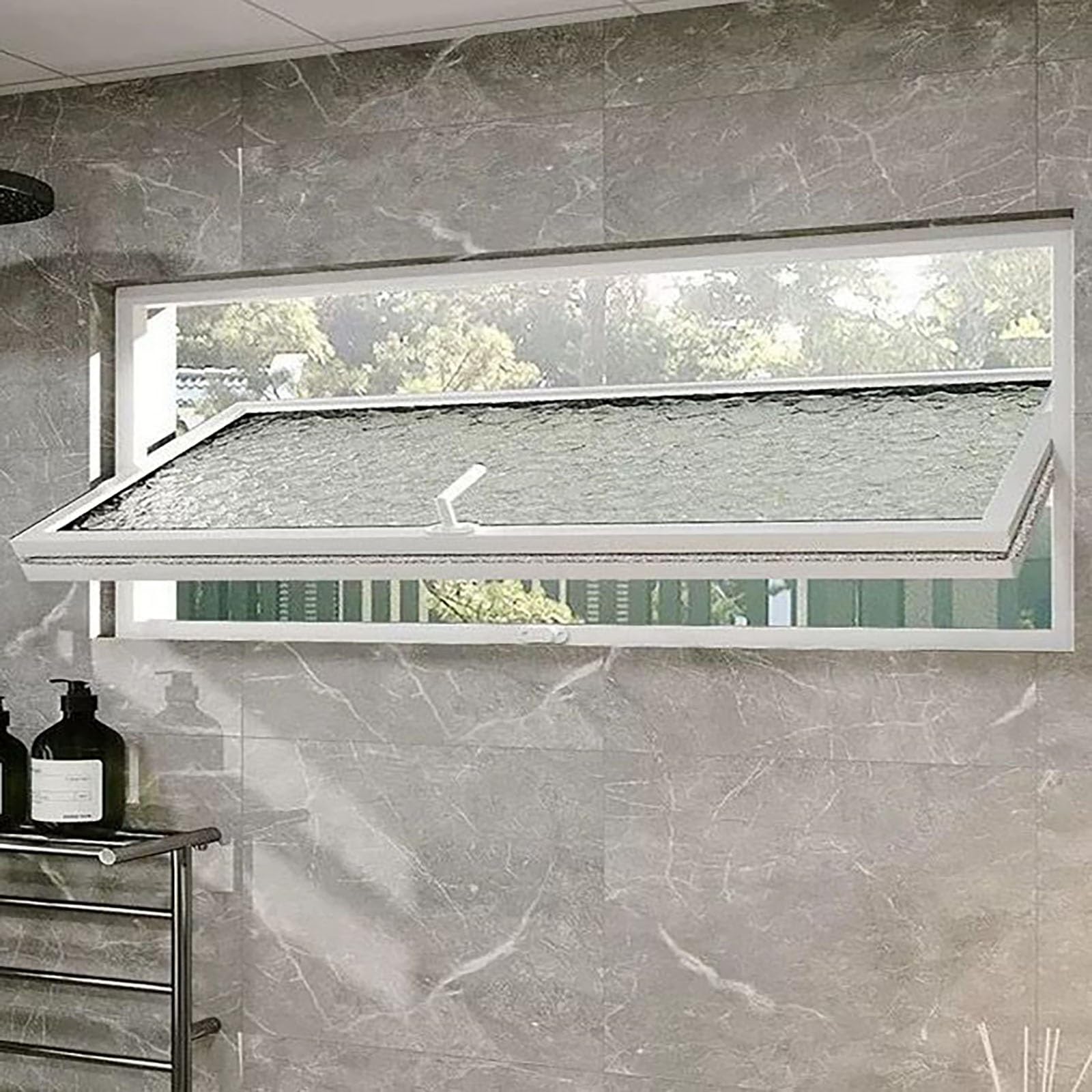 Ventana deslizante giratoria rectangular de metal con protección de vidrio templado