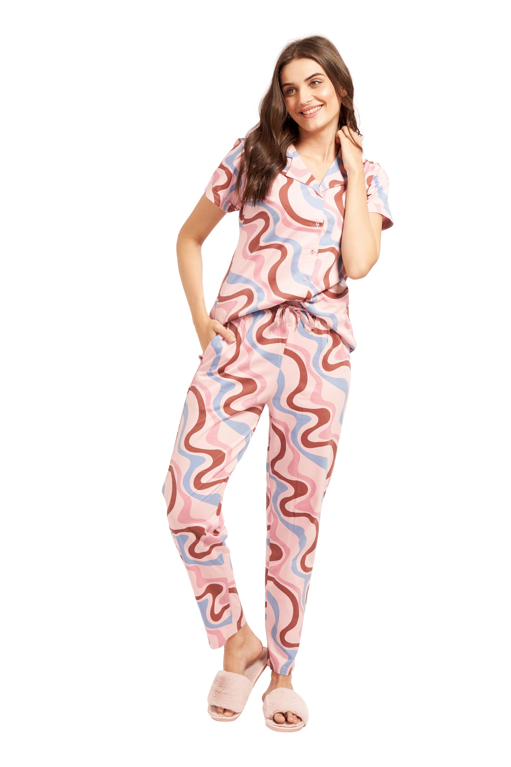 av2 Women's Cotton Heart Printed Night Suit Set of Shirt & Pajama Set | Casual Night Dress for Women-4002-picture-43