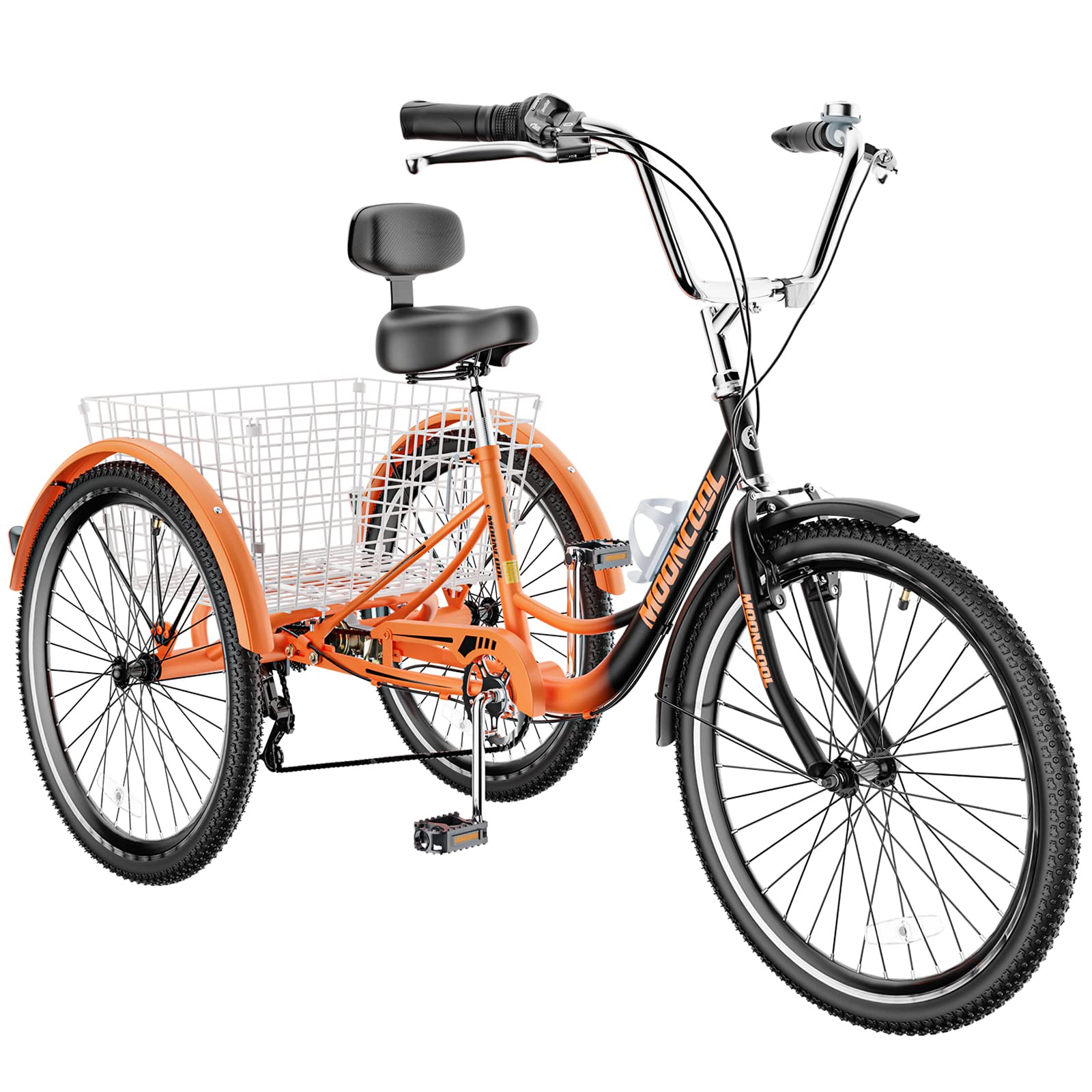 MOONCOOL Adult Tricycles 3 Wheel 7 Speed Trikes, 20/24/26 inch Adult Trikes 3 Wheeled Bike with Basket for Seniors, Women, Men.
