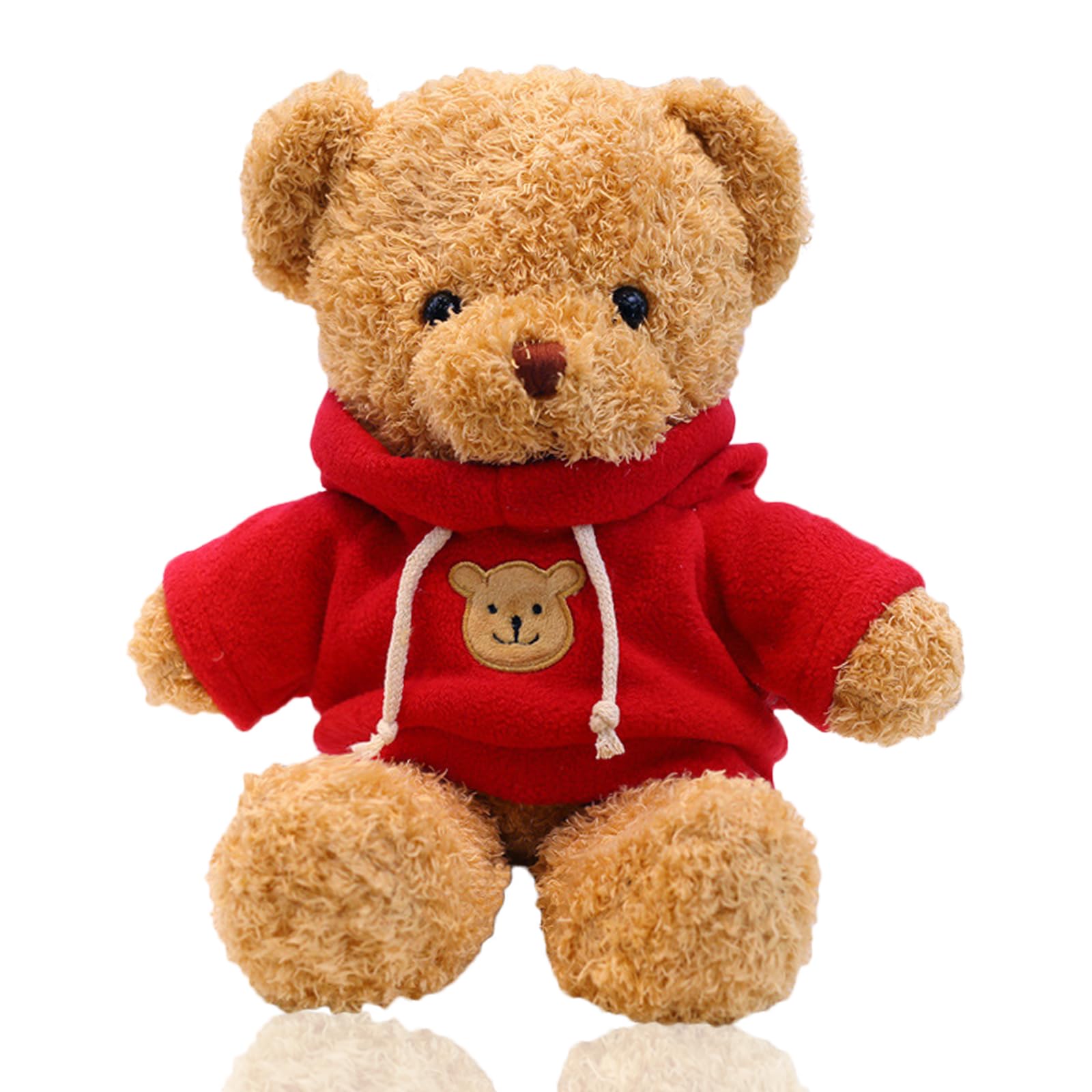 zhidiloveyou 11.8" Teddy Bear Stuffed Animal Soft Bear Plush Toy for Girls Boys (Red Hoodie)