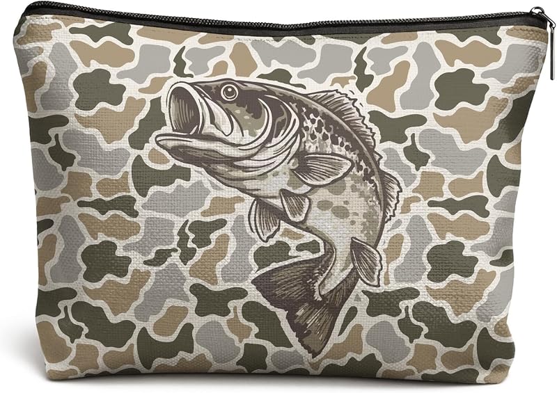 Necessaire de maquiagem DOFQZ com estampa de peixe e camuflagem, modelo K104-YZ-HZB, cor 04Child