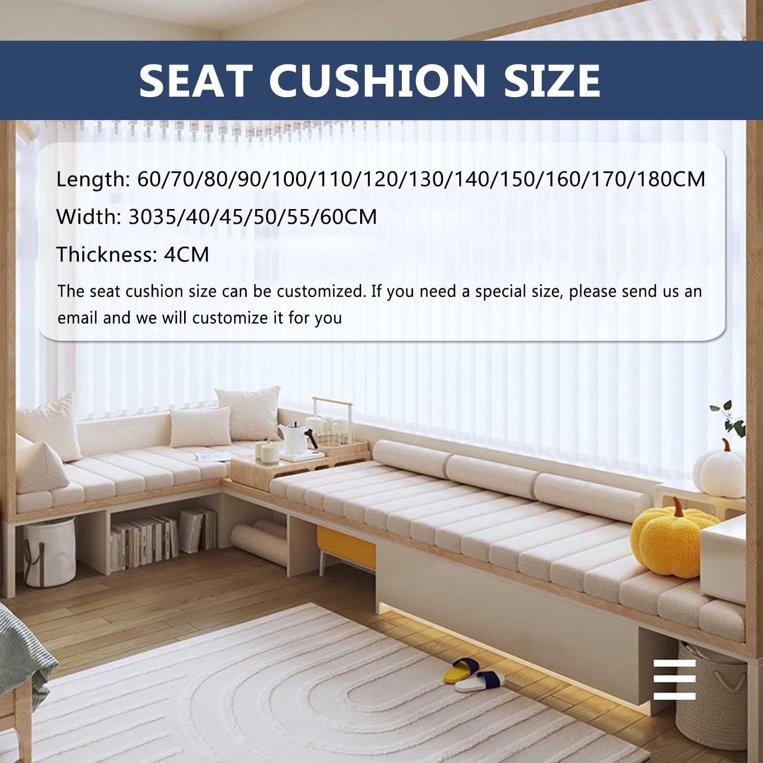 Coussin de Banc sur Mesure Exterieur Interieur Dehoussable Coussin de Banquette 120x40 100 x 35 80x40 150x40 pour Salon ou Balançoire de Jardin, Balcon, Terrasse et Palette(Light Khaki,150x50cm x5cm T