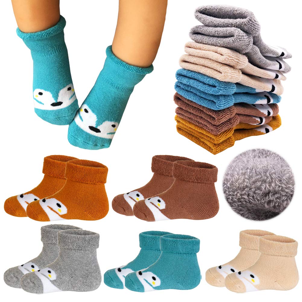 Baby Toddler Thick Wool Socks - Super Warm Soft Winter Solid Color Casual Crew Socks For Baby Girls Boys(Pack of 3)