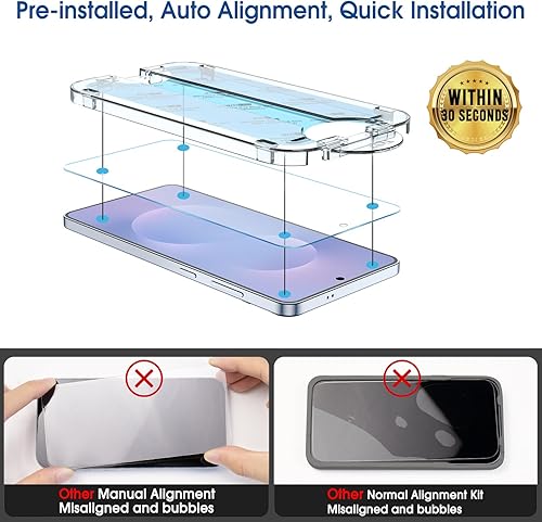 Vista 73 de amFilm OneTouch - Protector de pantalla de alineación automática para Samsung Galaxy S23 de 6.1 pulgadas + protector de lente de cámara, vidrio