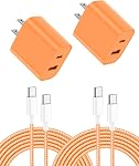 20W USB C Bloc du chargeur,2Port USB C Chargeur mural PD+QC Adaptateur d'alimentation Charge rapide pour iPhone 17 Pro Max/16/15/14/13/12/11/X/XS,Galaxy, Pad,Pixel avec 6FT Câble de type C rose