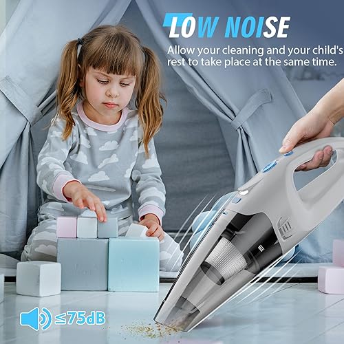 Miniatura 5 de Aspiradora de mano inalámbrica, recargable con luz LED y múltiples accesorios, aspiradora portátil de coche de 1.6 libras para pelo de mascotas,