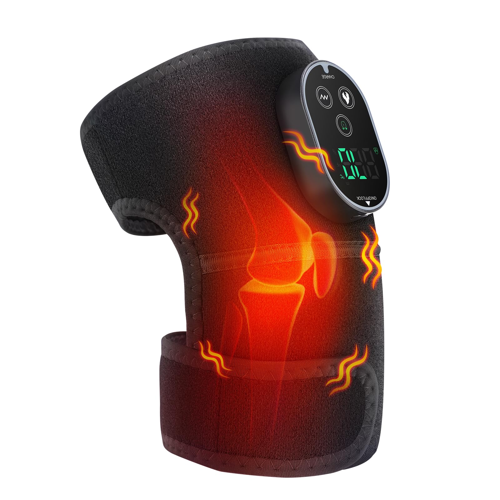 Envoltura De Rodillera Calefactada Sin Cables, Almohadilla Térmica Para Rodilla Con Control De Pantalla Táctil, Almohadilla Térmica Para Hombro Codo Con 6 Niveles De Calentamiento, 3 Modos De Masaje