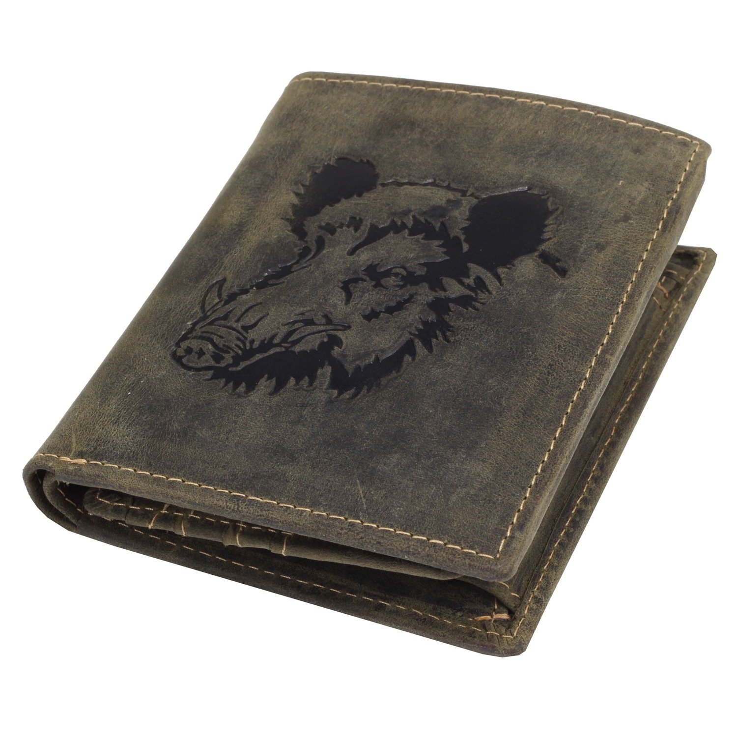 Greenburry Monedero Vintage Animal Collection Wallet Olive Wild Boar Verde Oscuro
