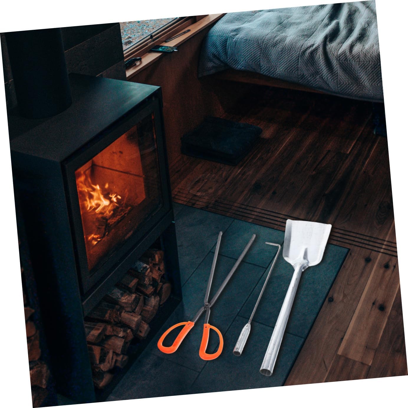 Fire Poker Coal Spoon Fire Pliers Fireplace Tools Modern Design Rustless Material Easy to Store