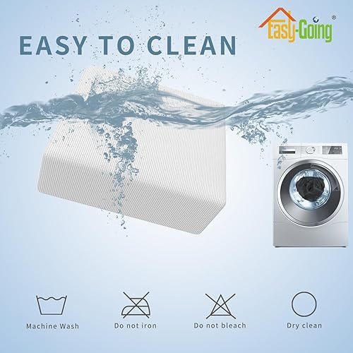 Vista 252 de Easy-Going - Funda elástica para taburete otomano, funda protectora para muebles, funda rectangular con parte inferior elástica Beige