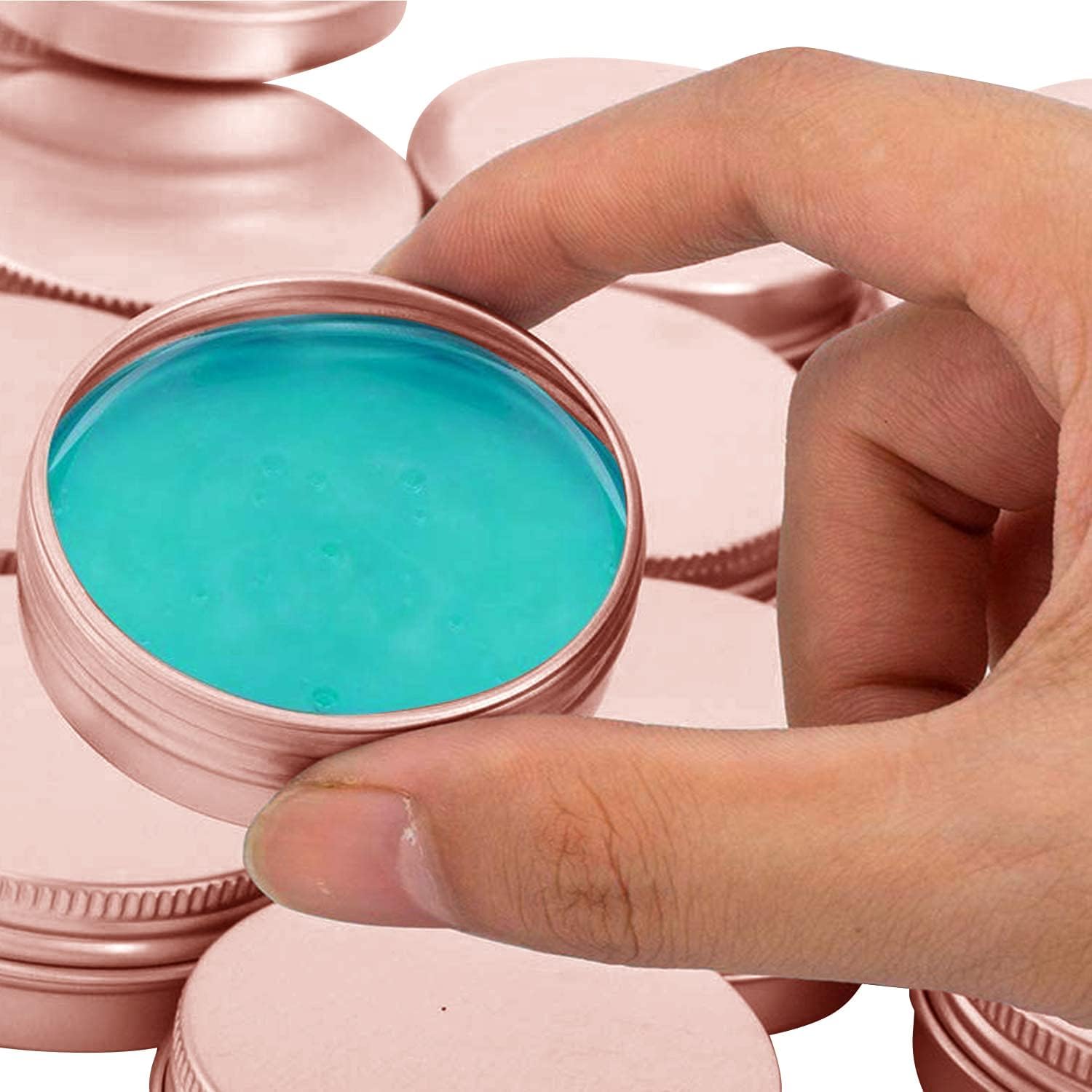 Rose Gold Aluminum Tin Jars with Screw Caps