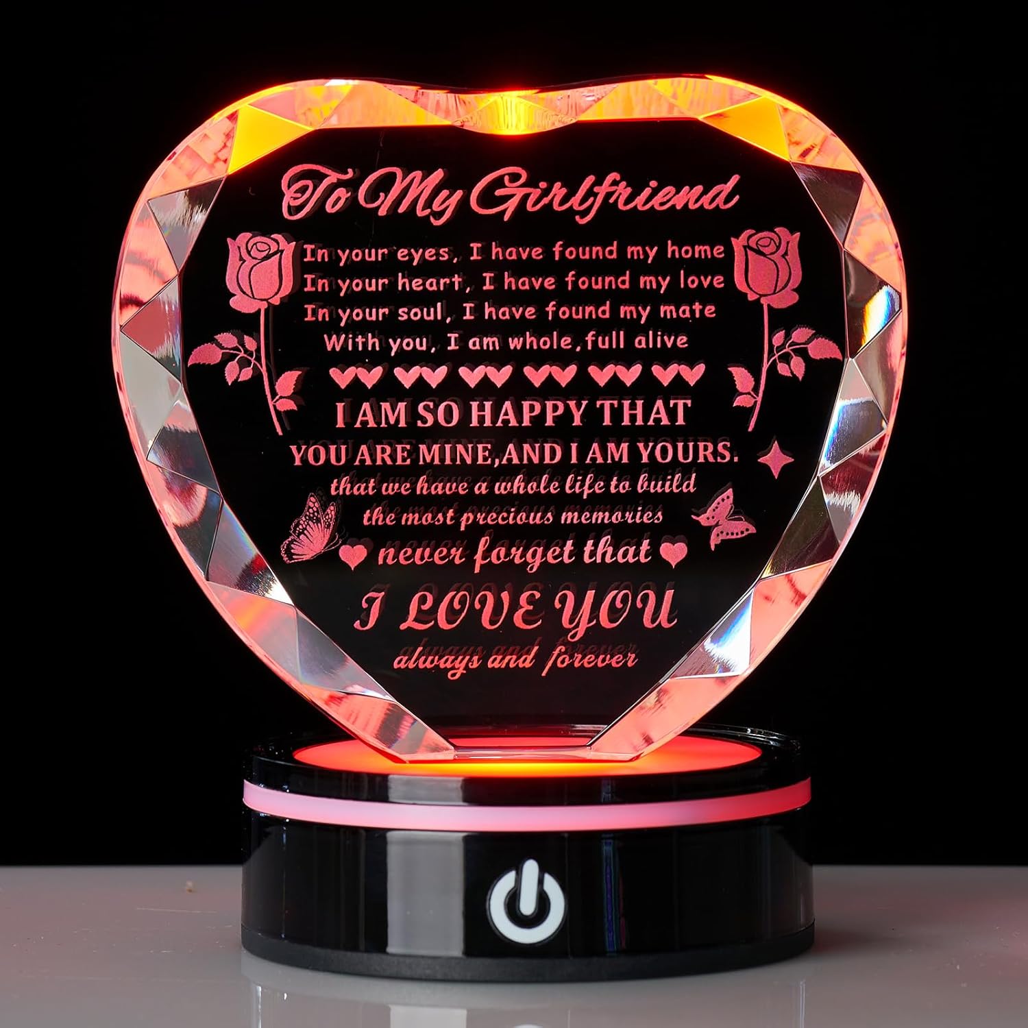 Valentines Day Gifts for Girlfriend Romantic Heart Gift for Her Best Birthday with Ideas to My Girlfriend Crystal Keepsakes Anniversary I Love You Gifts for Her from boyfriend (Girlfriend Gifts)