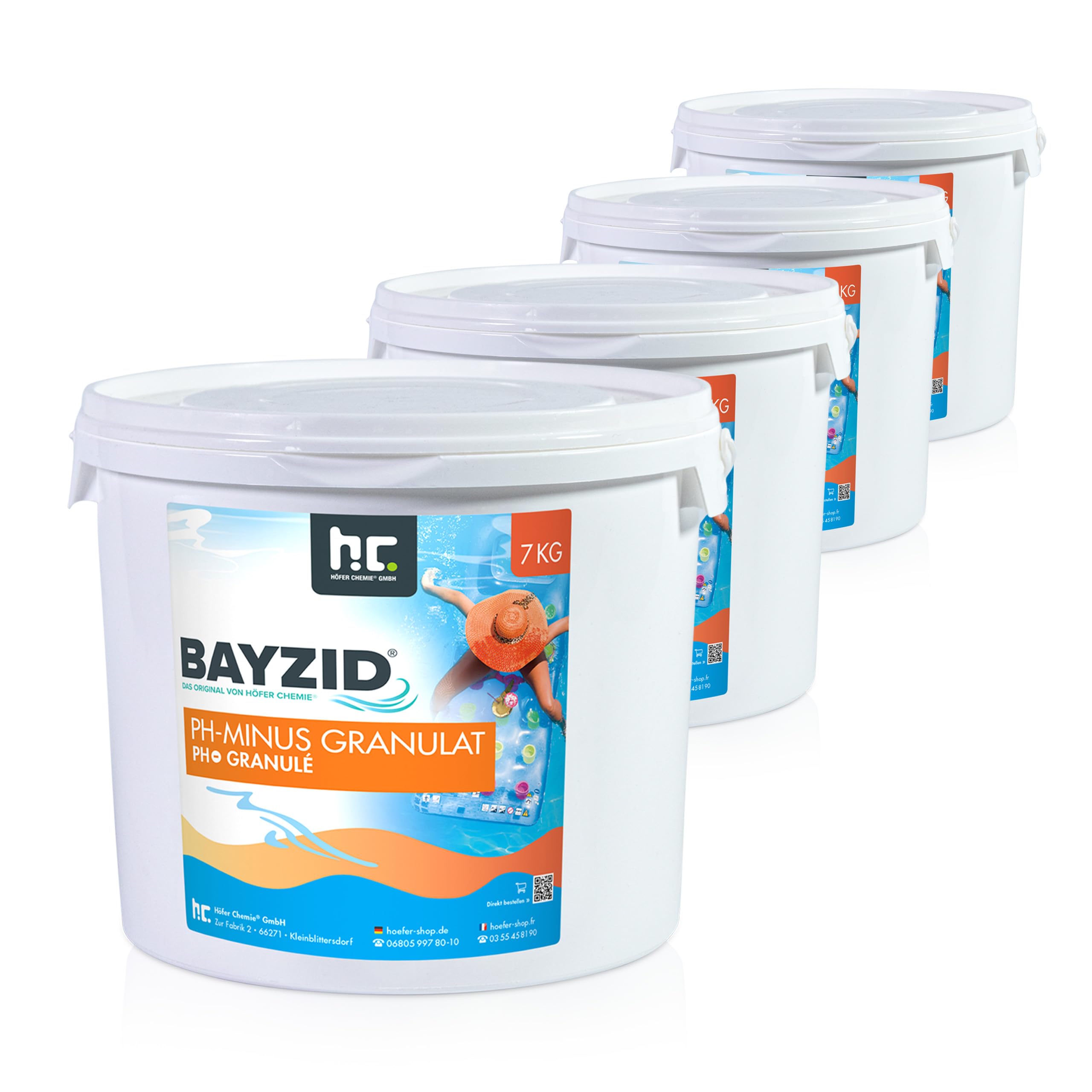 Höfer Chemie 4 x 7 kg pH Senker Granulat zur Senkung des pH Werts im Pool - pH Minus für Schwimmbad & Spa