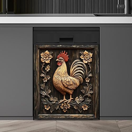 Miniatura 10 de Cubierta Magnética para Lavavajillas Retro Coffee Time, Cubierta Magnética para Lavavajillas de Granos de Café de Estilo Vintage, Calcomanía de