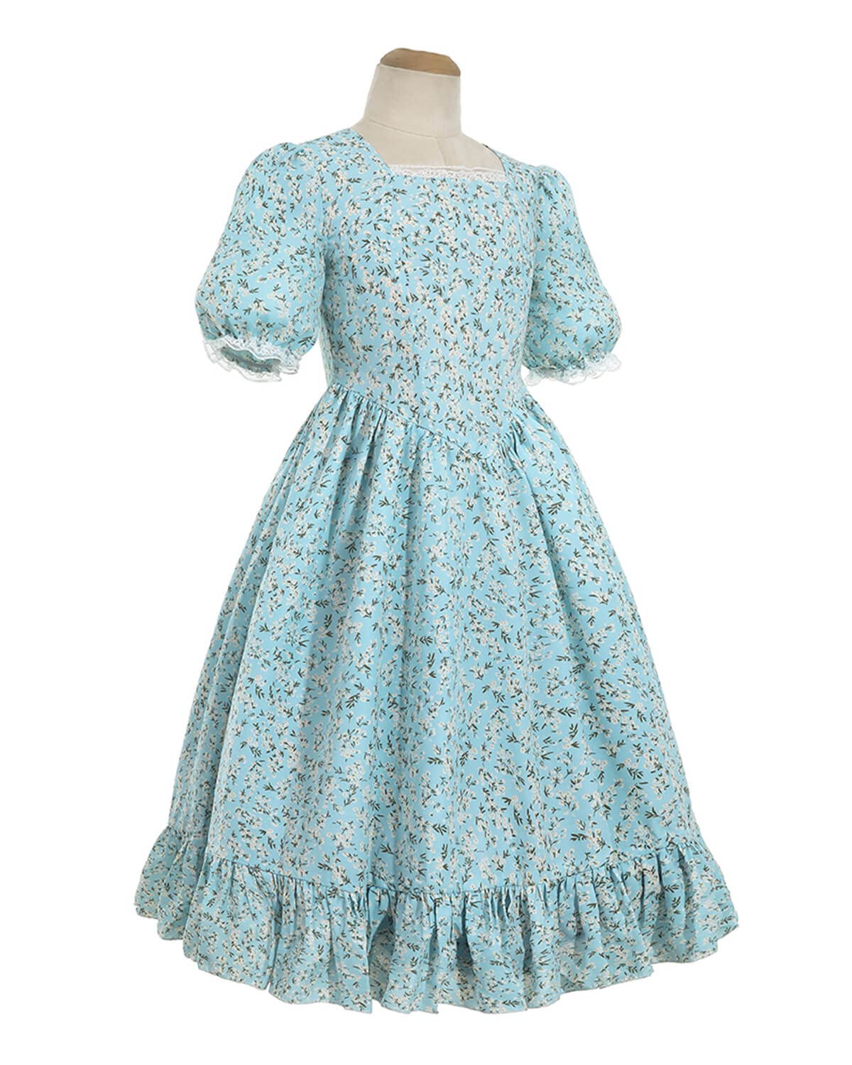 Nuoqi Pioneer Dresses for Girls Prairie Girl Dress Colonial Girl Costume 8-9 Light Blue