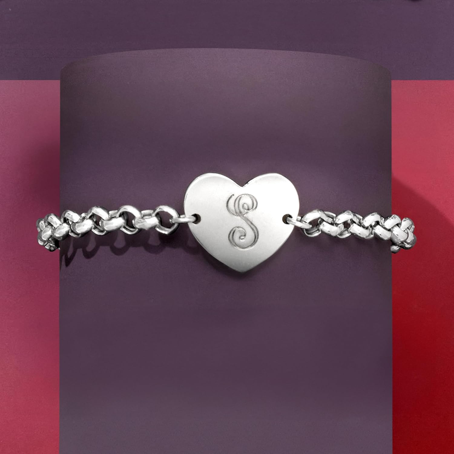 Ross-Simons Italian Sterling Silver Personalized Heart Bracelet - Image 4