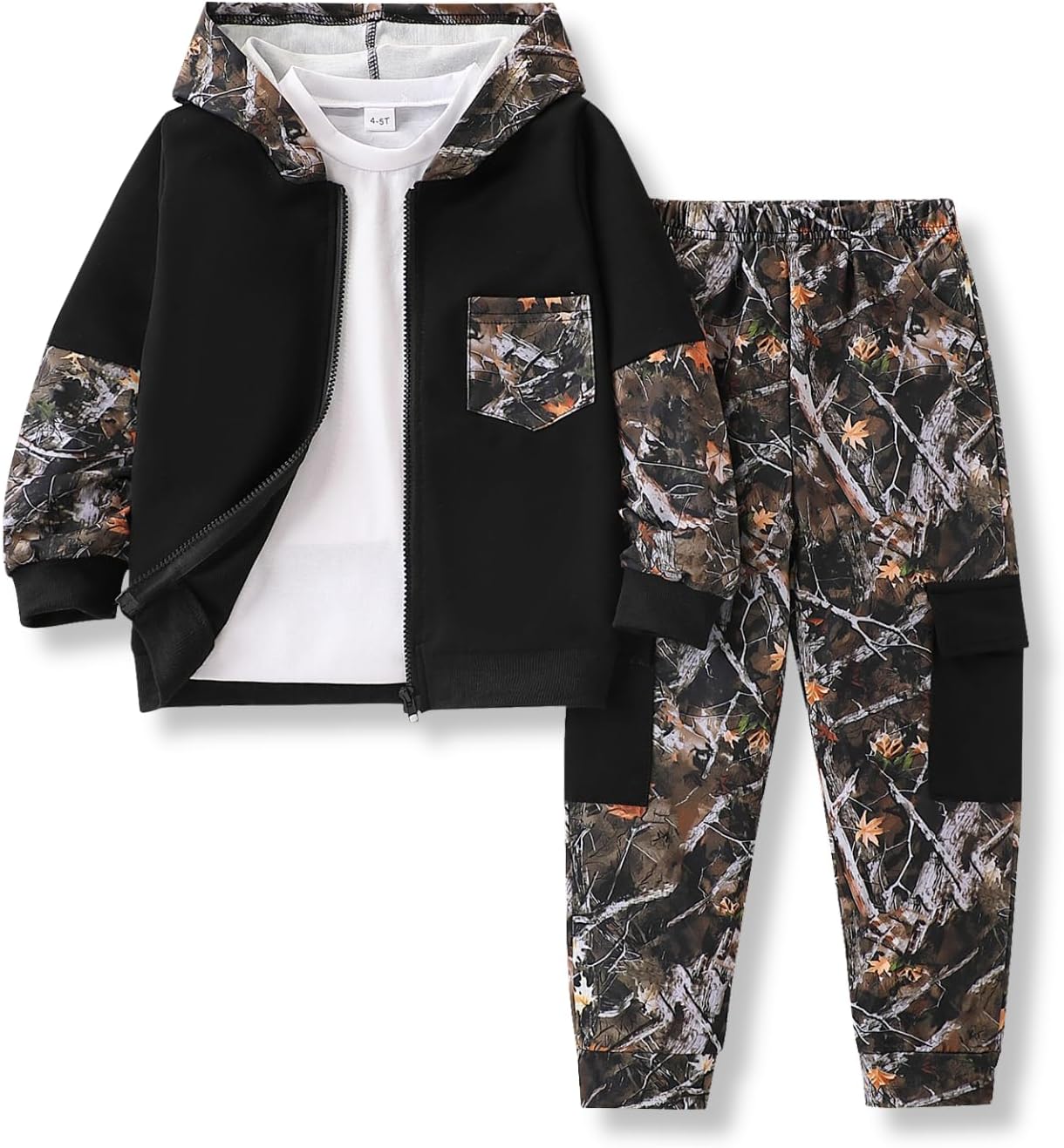 Voxikodex Size 4-11 Years Boys Clothes Flannel Plaid Shirt Hooded Sweatshirt & Pants 3PCS Kids Boys Fall Winter Outfits Sets