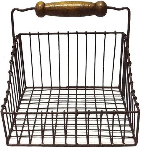 Primitive Farmhouse - Servilletero de metal con mango de madera, color óxido/verde (1)