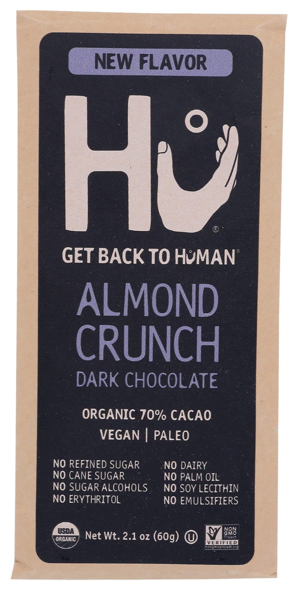 Organic Almond Crunch Dark Chocolate Bar, 2.1 OZ