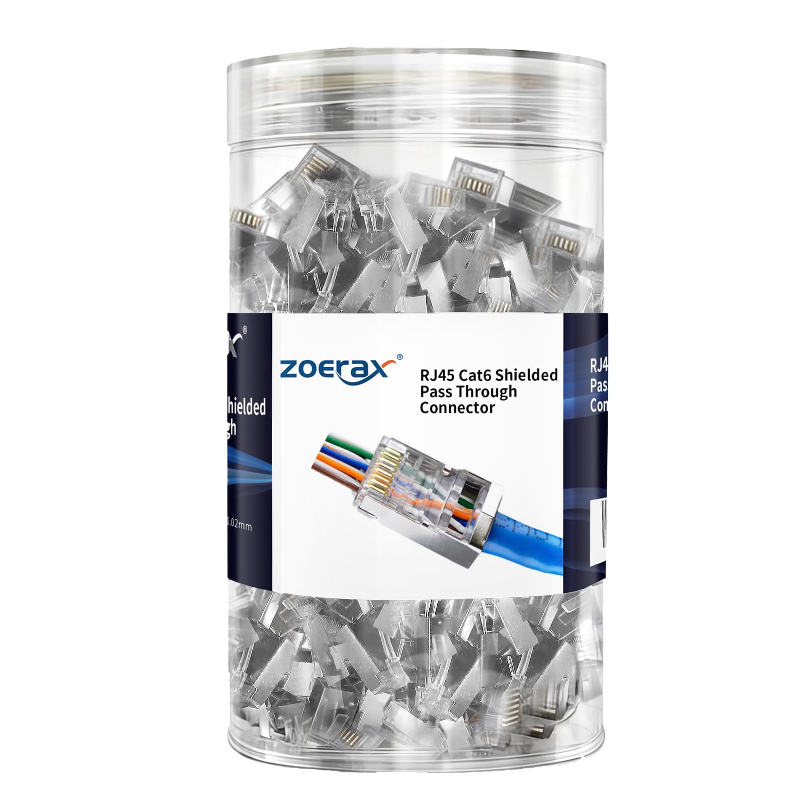 Confezione da 200 connettori RJ45 Cat6 pass-through schermati RJ45 modulari per cavo Ethernet FTP/STP solido o incagliato