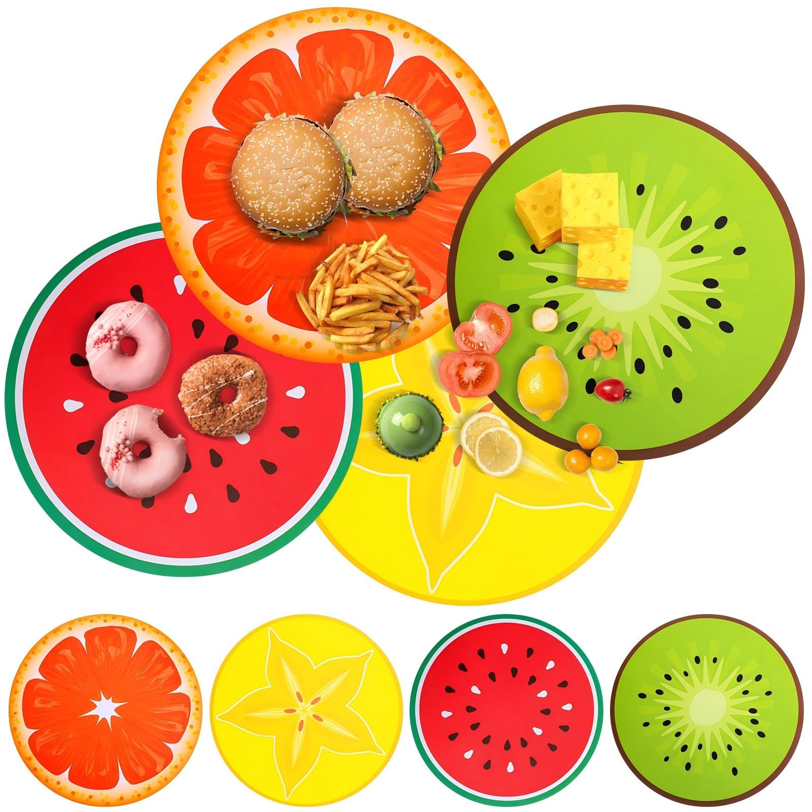 Humyoun 120 Pcs 13 Inch Summer Fruit Paper Placemats Party Decoration Disposable Parchment Paper Placemats Round Citrus Summer Table Mats Watermelon