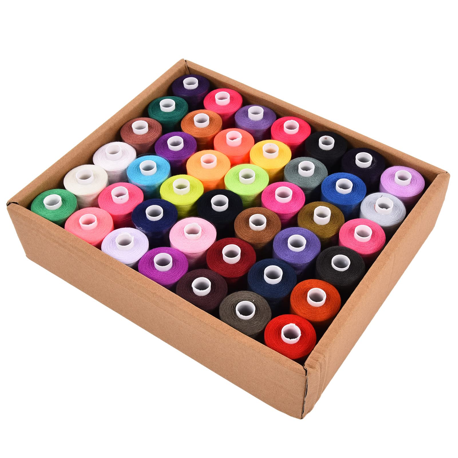Mavaol Juego de hilos de coser poliéster 1000 yardas 42 colores Kit de carretes de bordado DIY para el hogar