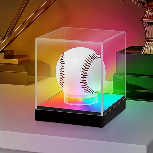 Miniatura 8 de LASOA Vitrina de guantes de boxeo con luz LED RGBW, caja de exhibición acrílica autoensamblable para recuerdos, protección UV, a prueba de polvo