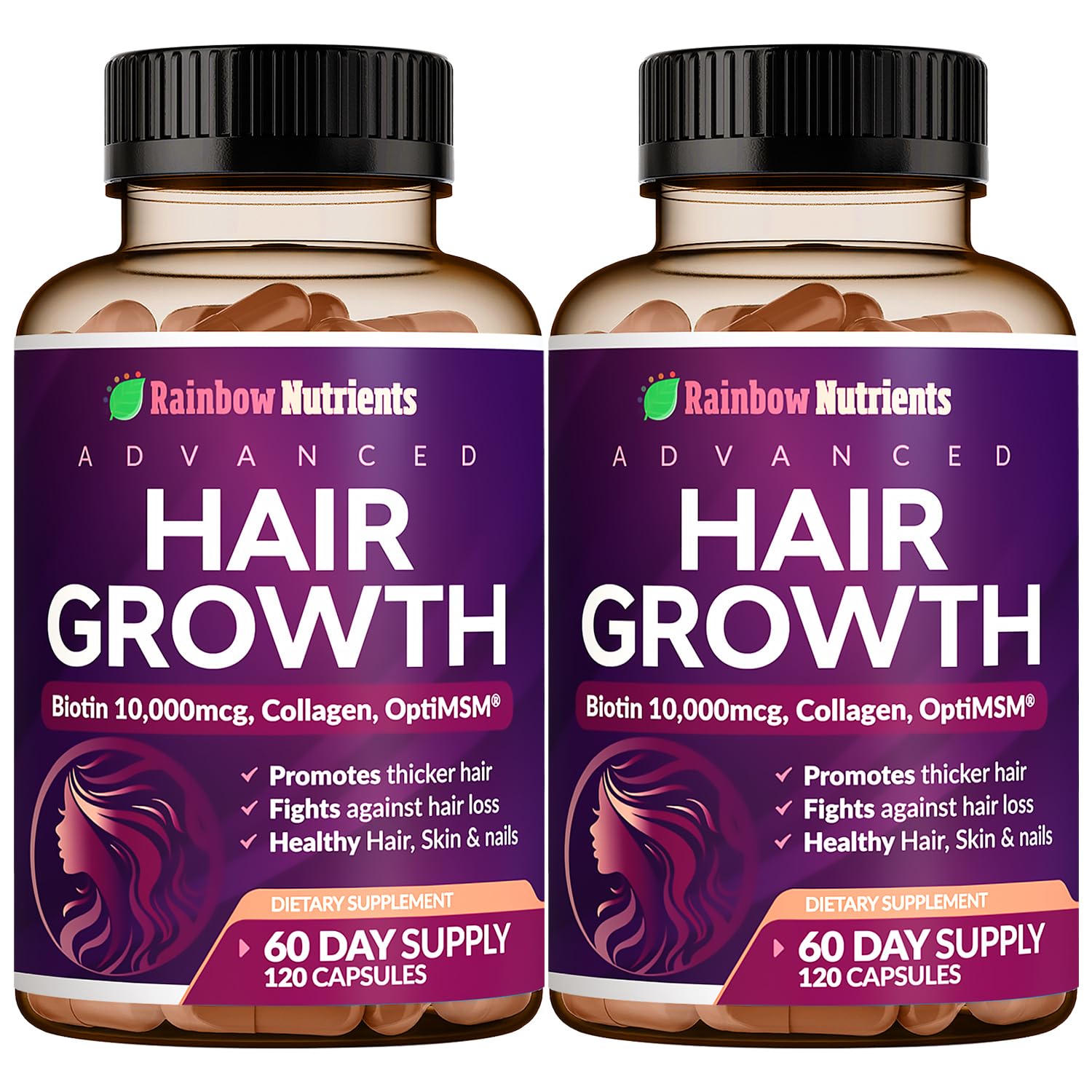 Rainbow Nutrients Hair Growth Vitamins 2 Pack