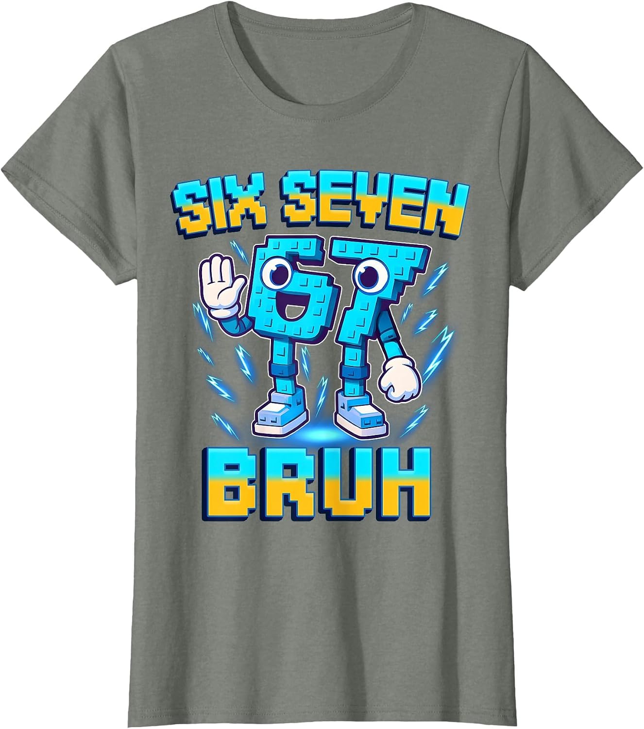 Six Seven Bruh Italian Brainrot Funny 67 Kids Gaming Meme T-Shirt image 5