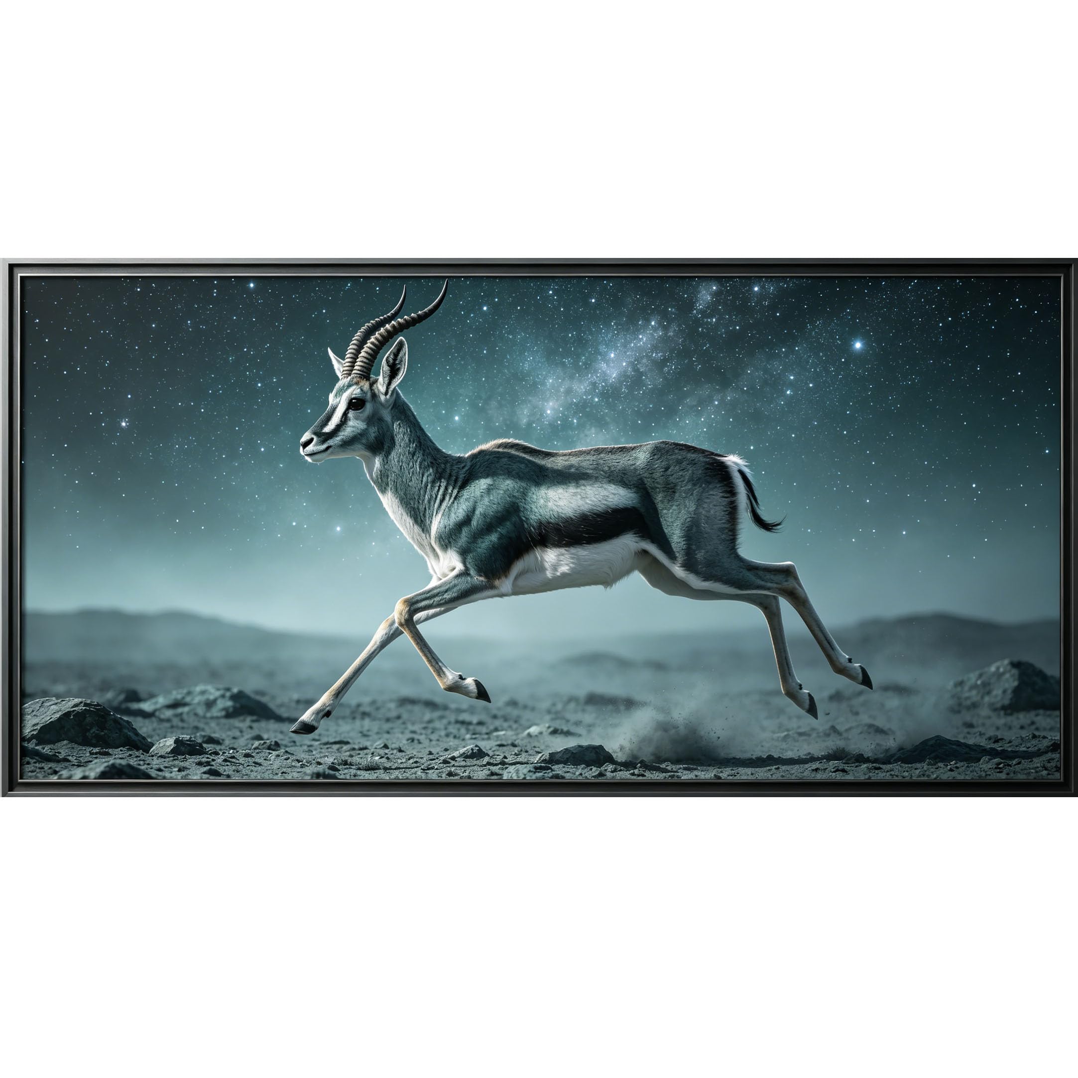 Agglomerix 3D Framed Wall Art Wildlife Antelope Starry Desert Modern Animal Galaxy Large Size Self-Adhesive Removable Wall Decor Prints Artwork for Living Room Bedroom Office